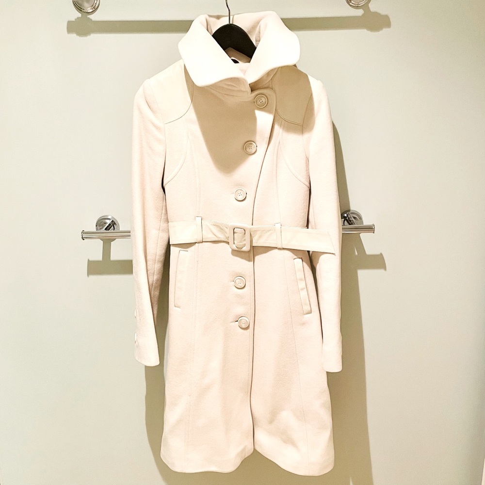 💥Final PROMO-Leather Trim Wool Coat